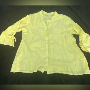 Symple Bright Yellow Linen Top Size Large